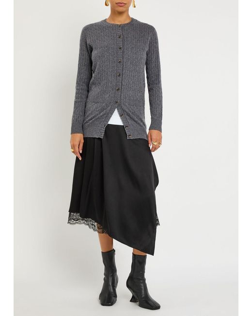 Lisa Yang Gray Inda Cable-Knit Cashmere Cardigan