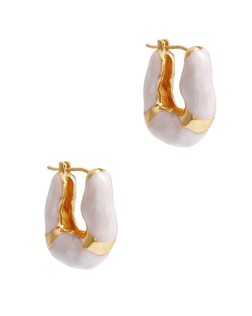 Joanna Laura Constantine White Wave 18kt -plated Hoop Earrings