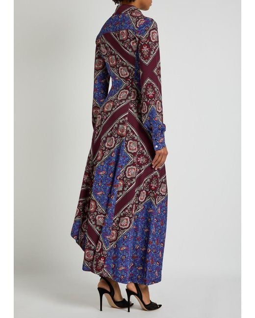 Rabanne Purple Patterned Jersey Midi Shirt Dress