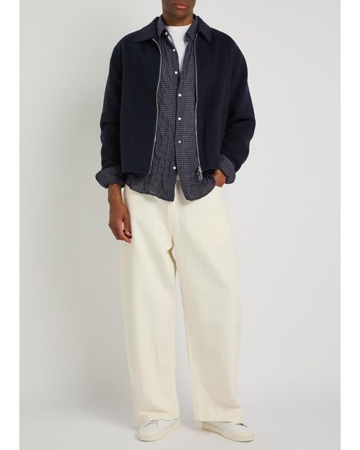 Officine Generale Blue Mazir Wool Bomber Jacket for men