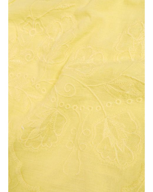 Free People Yellow Faded Gardens Floral-Embroidered Cotton Tank