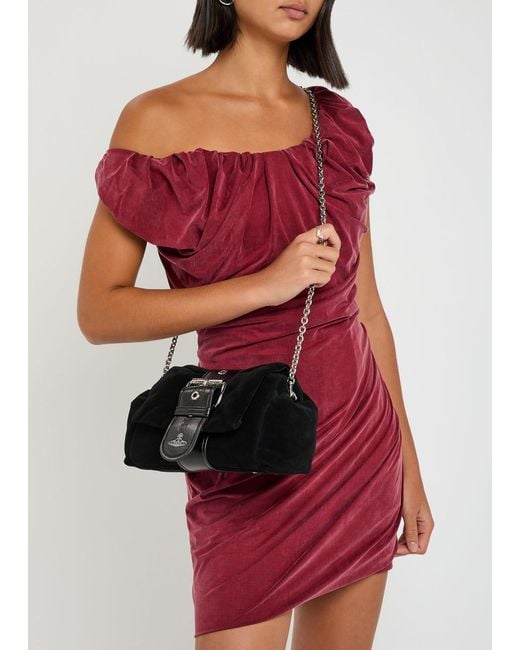 Vivienne Westwood Black Hazel Treasure Suede Shoulder Bag