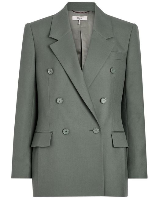 Chloé Green Double-Breasted Wool Blazer