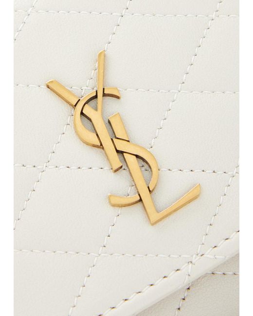 Saint Laurent White Gaby Small Quilted Leather Wallet-on-chain