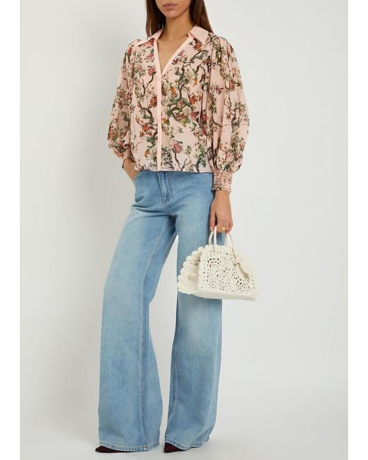Alice + Olivia Blue Chic Wide-Leg Denim Jeans
