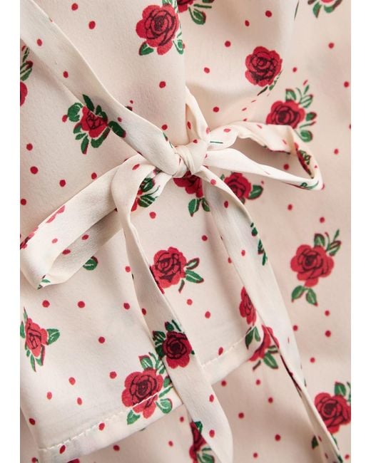 Free People Pink Field Of Roses Satin Blouse