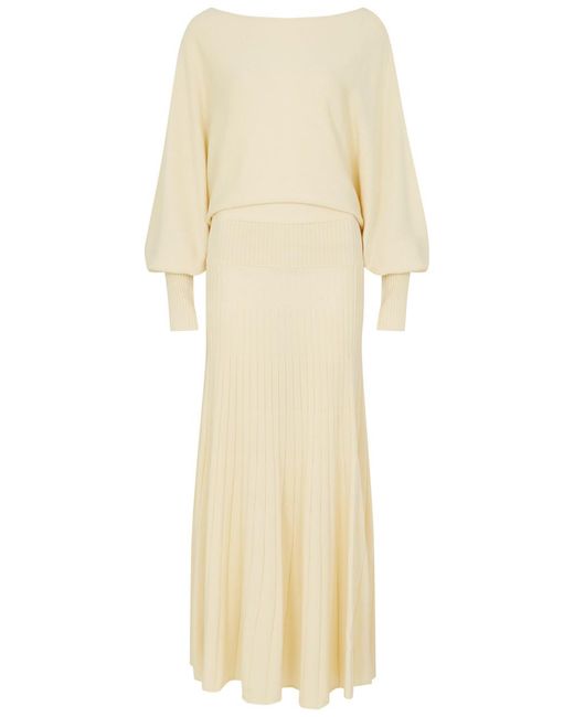 Palmer//Harding Natural Hazy Knitted Midi Dress