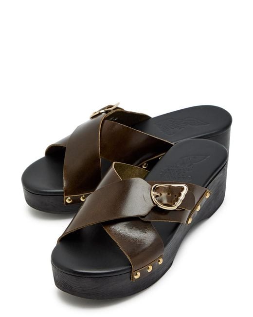 Ancient Greek Sandals Brown Marilisa Stud-Embellished Leather Clog Sandals
