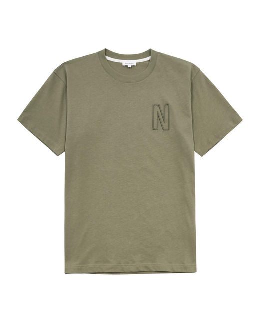 Norse Projects Green Simon Logo-embroidered Cotton T-shirt for men