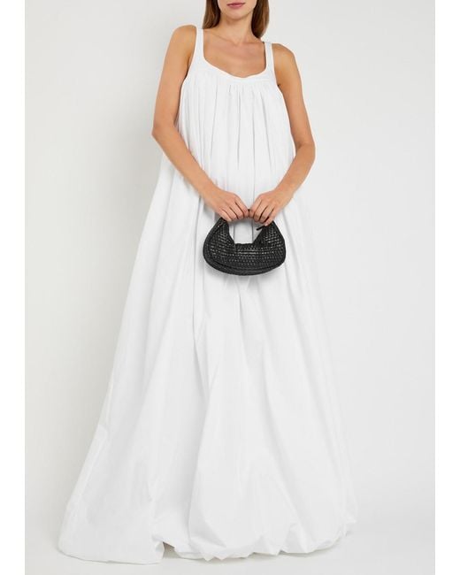 ARMARIUM White Nora Pleated Cotton-Poplin Maxi Dress