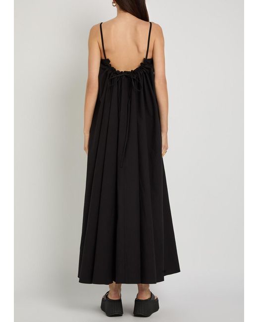 Studio Nicholson Black Gathered Cotton Midi Dress