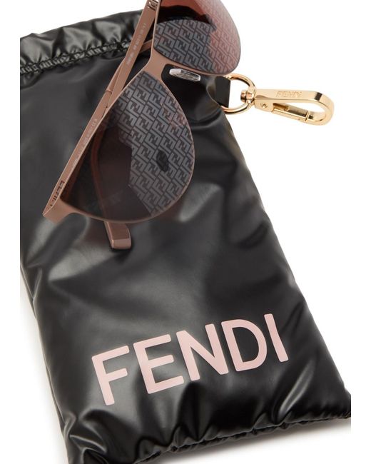 Fendi Brown Ff-Print Cat-Eye Sunglasses