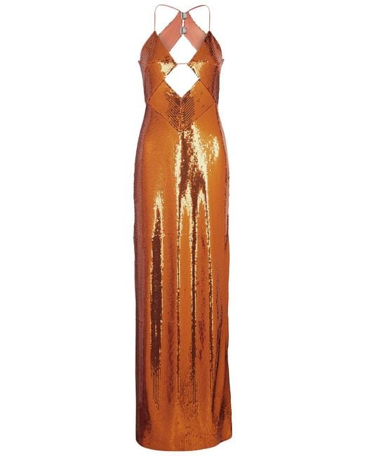 Galvan Orange Kite Sequin Gown
