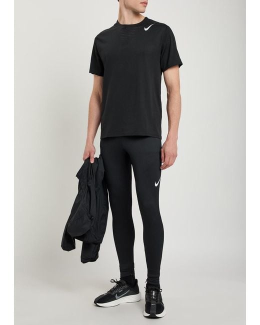 Nike Black Aeroswift Dri-Fit Adv Perforated Jersey Running T-Shirt for men