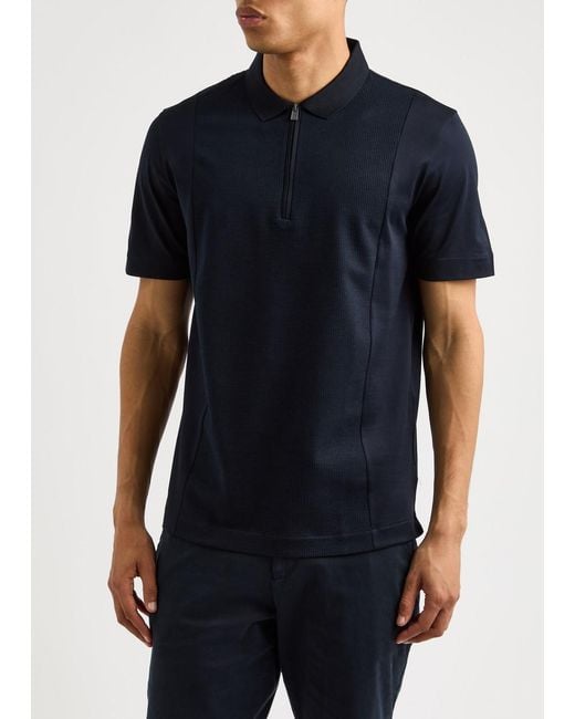 Boss Blue Paras Stretch-Cotton Polo Shirt for men