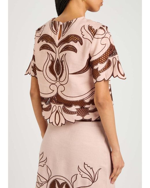 Lug Von Siga Pink Dakota Embroidered Linen Top