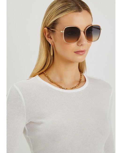 Chloé Orange Chloé Franky-Tone Square-Frame, Sunglasses