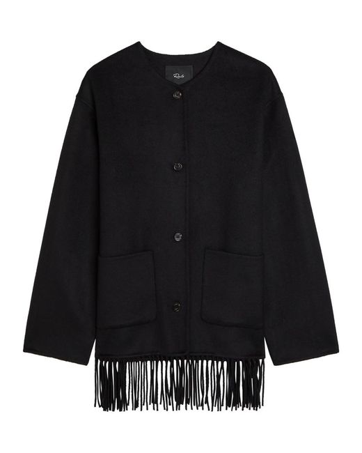Rails Black Tomoko Fringed Hem Wool-Blend Jacket