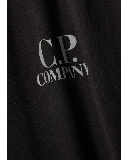 C P Company Black Logo Print Cotton T-Shirt for men