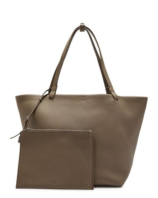 The Row Brown Park Three Grained Leather Tote