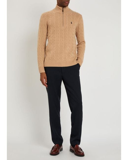 Polo Ralph Lauren Natural Logo Cable-Knit Wool And Cashmere-Blend Jumper for men