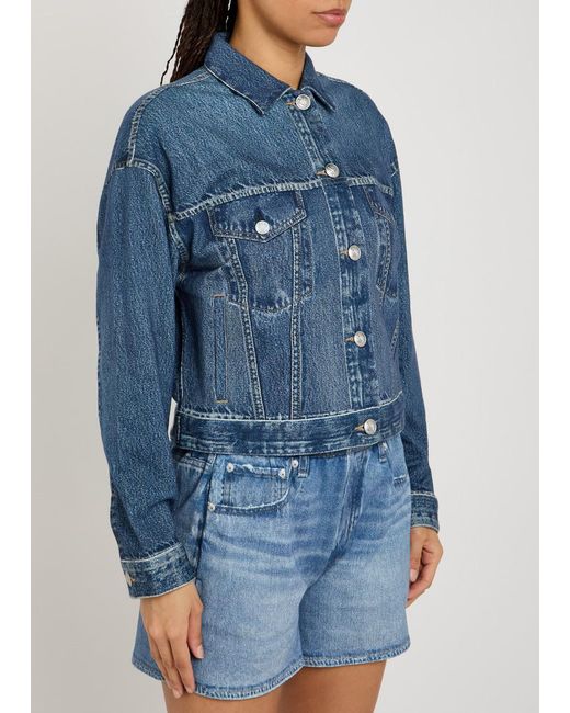 Rag & Bone Blue Miramar Denim-Print Terry Jacket