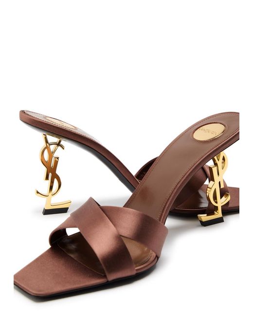 Saint Laurent Brown Opyum 85 Logo Satin Mules