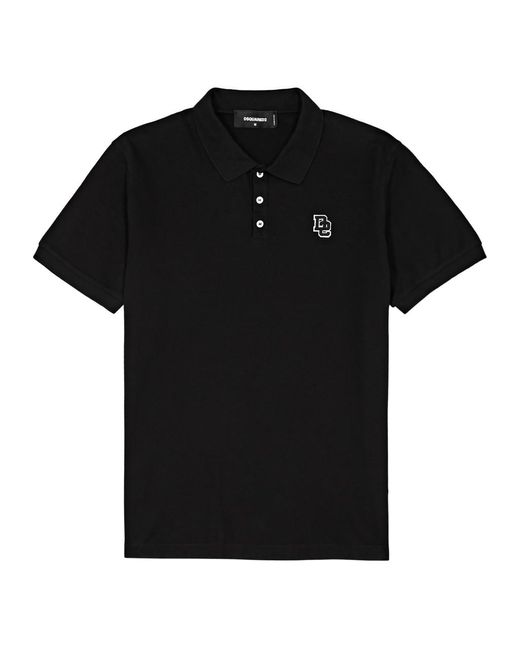 DSquared² Black Logo Piqué Cotton-blend Polo Shirt for men