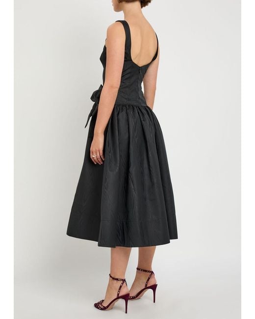 Rebecca Vallance Black Narcissa Jacquard Taffeta Midi Dress