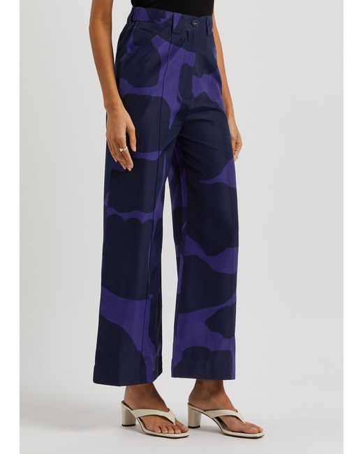 LOVEBIRDS Blue Chester Printed Woven Trousers