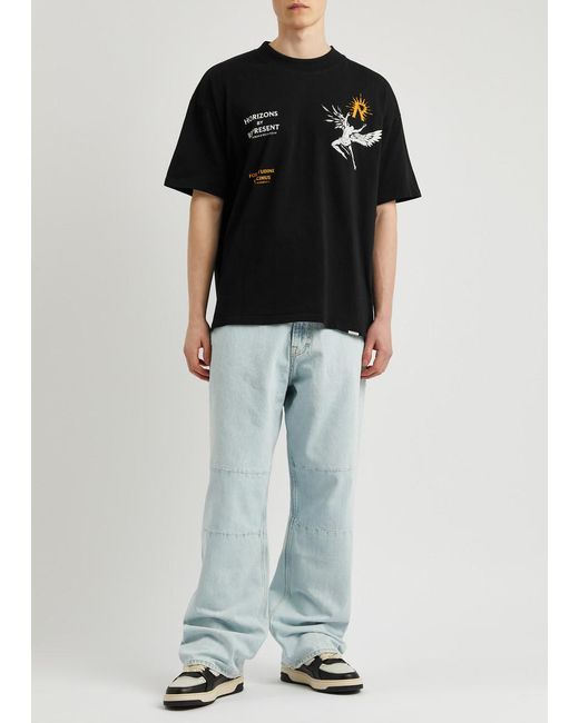 Represent Black Icarus Printed Cotton T-Shirt for men