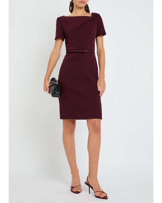 Roland Mouret Purple Belted Wool-Crepe Dress