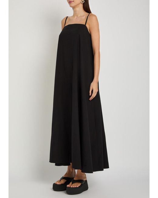 Studio Nicholson Black Gathered Cotton Midi Dress