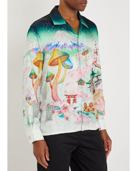 Casablanca White Multicolour Silk Casual Shirt for men
