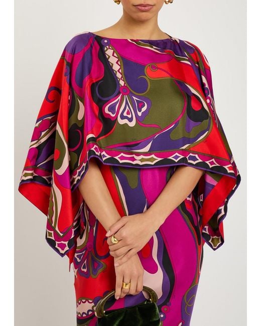 Emilio Pucci Layered Printed Silk Maxi Dress