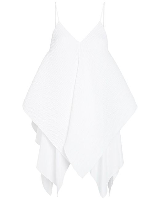 J.W. Anderson White Pleated Asymmetric Chiffon Top