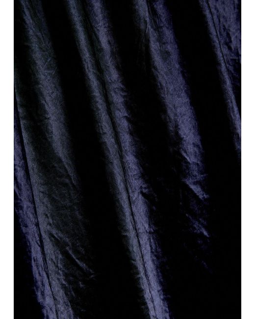 Eileen Fisher Blue Crinkled Satin Midi Dress