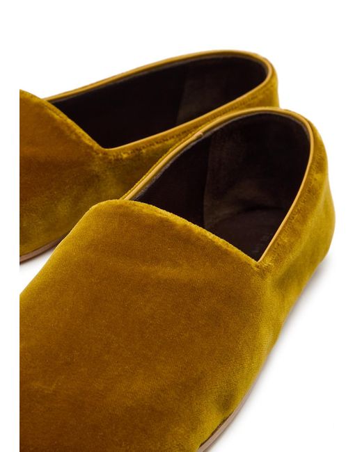 The Row Brown Ponti Velvet Slipper Flats