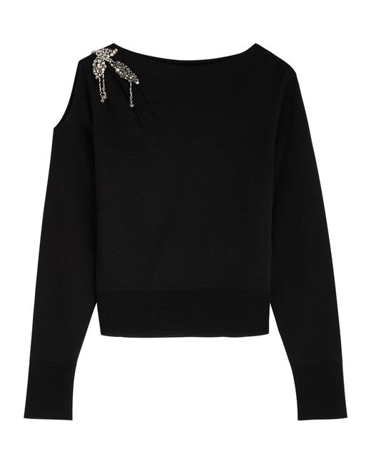 Erdem Black Crystal-Embellished Wool Jumper