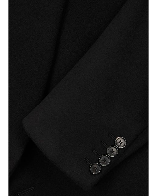 Saint Laurent Black Double-breasted Wool Coat