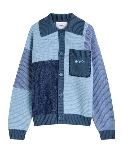 Axel Arigato Blue Franco Colour-Block Wool-Blend Cardigan for men