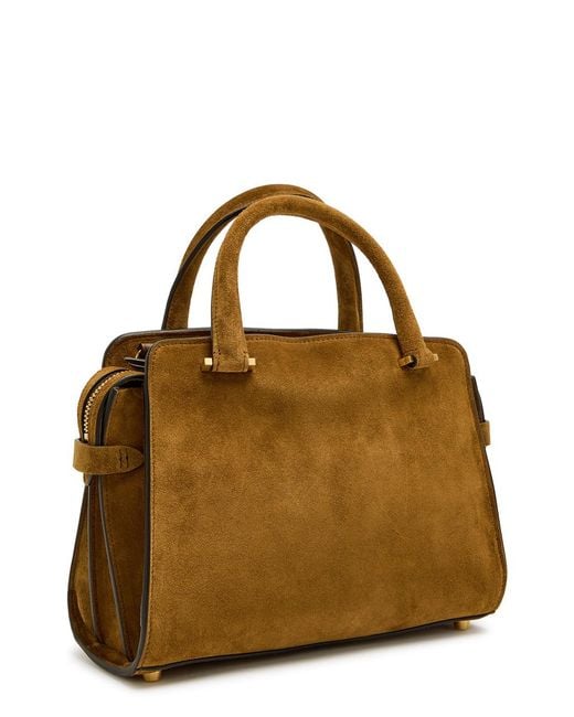 Metier Brown Private Eye Mini Suede Top Handle Bag
