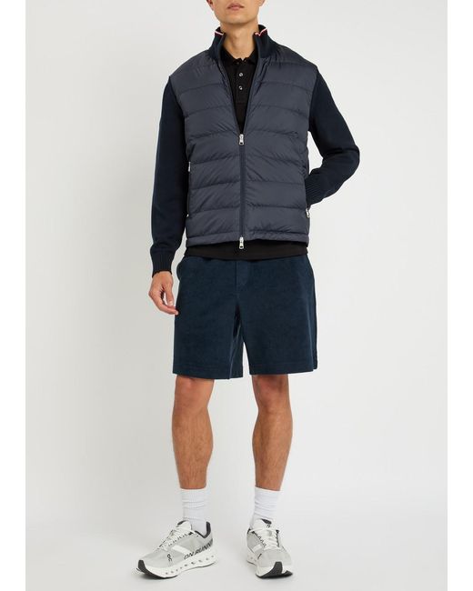 Moncler Blue Quilted Shell And Knit Jacket for men