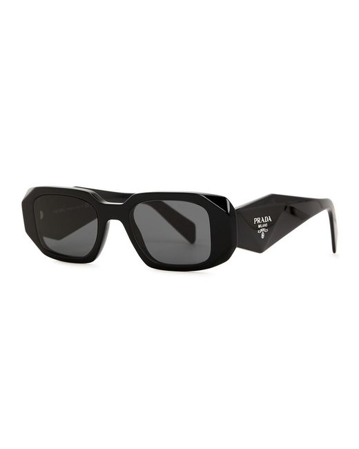 Prada Black Rectangle-frame Sunglasses , Designer-stamped Wide Arms, 100% Uv Protection for men