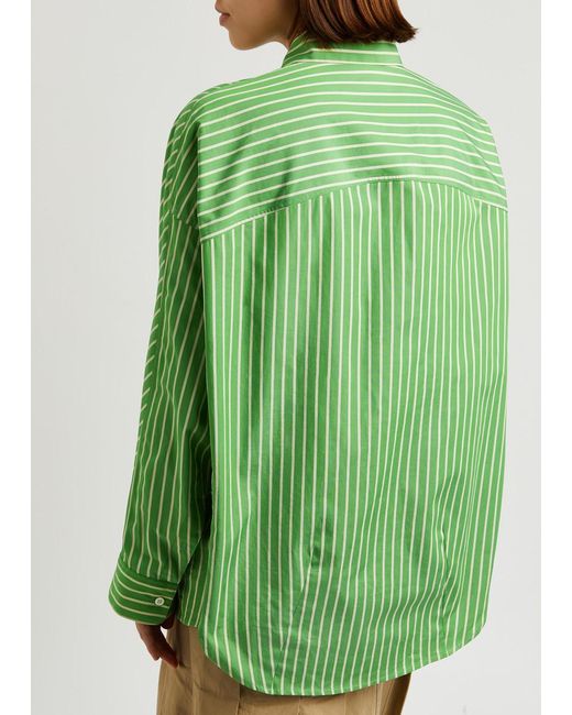 Dries Van Noten Green Casio Striped Cotton Shirt