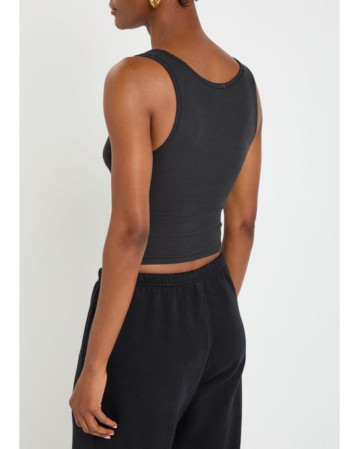 Skims Black Ribbed Stretch-Cotton Tank