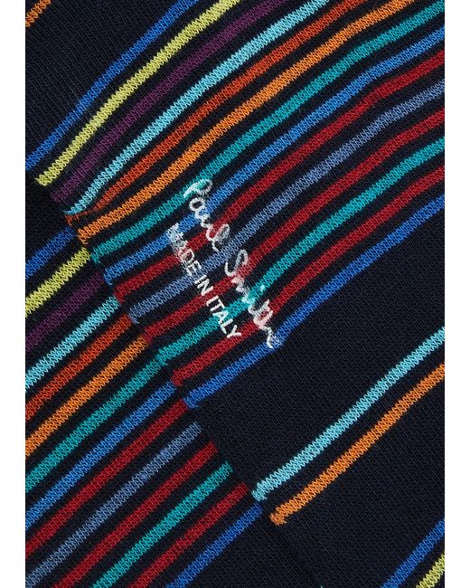 Paul Smith Blue Elton Striped Stretch-cotton Socks for men