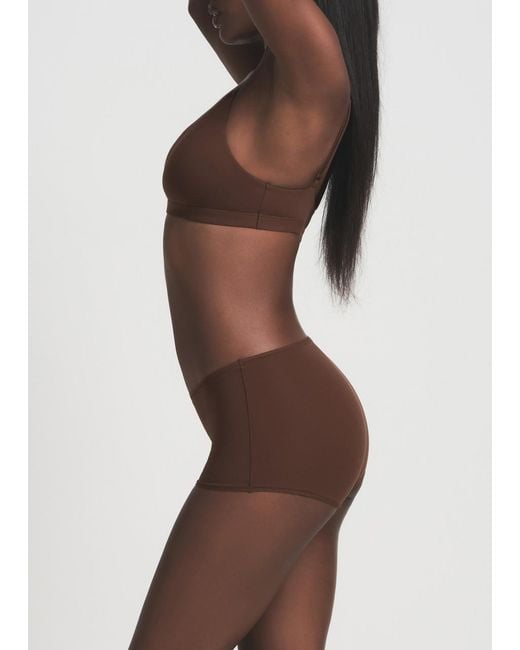 Skims Brown Stretch-Jersey Boy Shorts