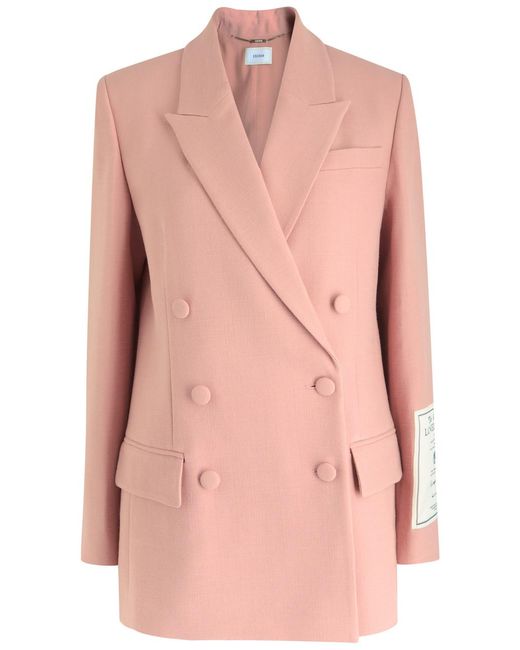 Erdem Pink Double Breasted Twill Blazer