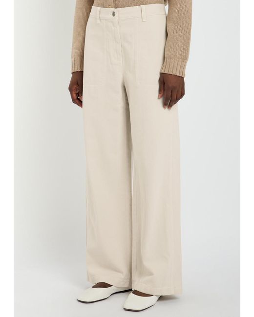 Eileen Fisher Natural Wide-Leg Cotton Trousers